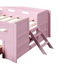 Streamdale Furniture Wood Full Size Platform Bed with Guardrail and Drawer