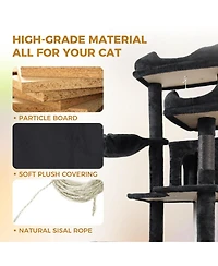 Streamdale Furniture 68in Multi-Level Cat Tree with Hammocks Cat Cave and Scratching Posts