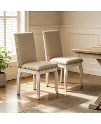 Streamdale Furniture Set of 2 Upholstered Wood Dining Chairs with Nailhead Trim