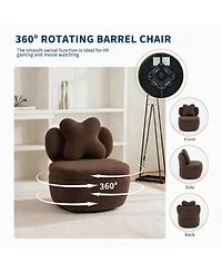 gaomon 360degree(s) Swivel Accent Chair with Storage,Comfy Armchair Teddy Velvet Upholstered Cushion for Makeup, Bedroom, Apartment, Living