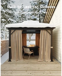 gaomon 10x10 Feet Hardtop Gazebo for All Weather, with Double Metal Roof, Aluminum Alloy Frame, Net, and Curtain, Permanent Building for Patio, Deck
