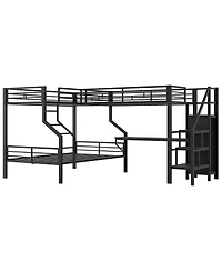 Streamdale FurnitureL-shaped bunk and loft bed Built-in Wardrobe and Desk with Usb