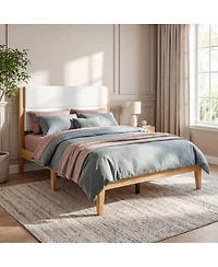 Streamdale Furniture Mid-Century Modern Upholstered Platform Bed Frame