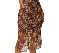 Adrianna Papell Women's Embroidered Mermaid Boat Neck Midi Dress