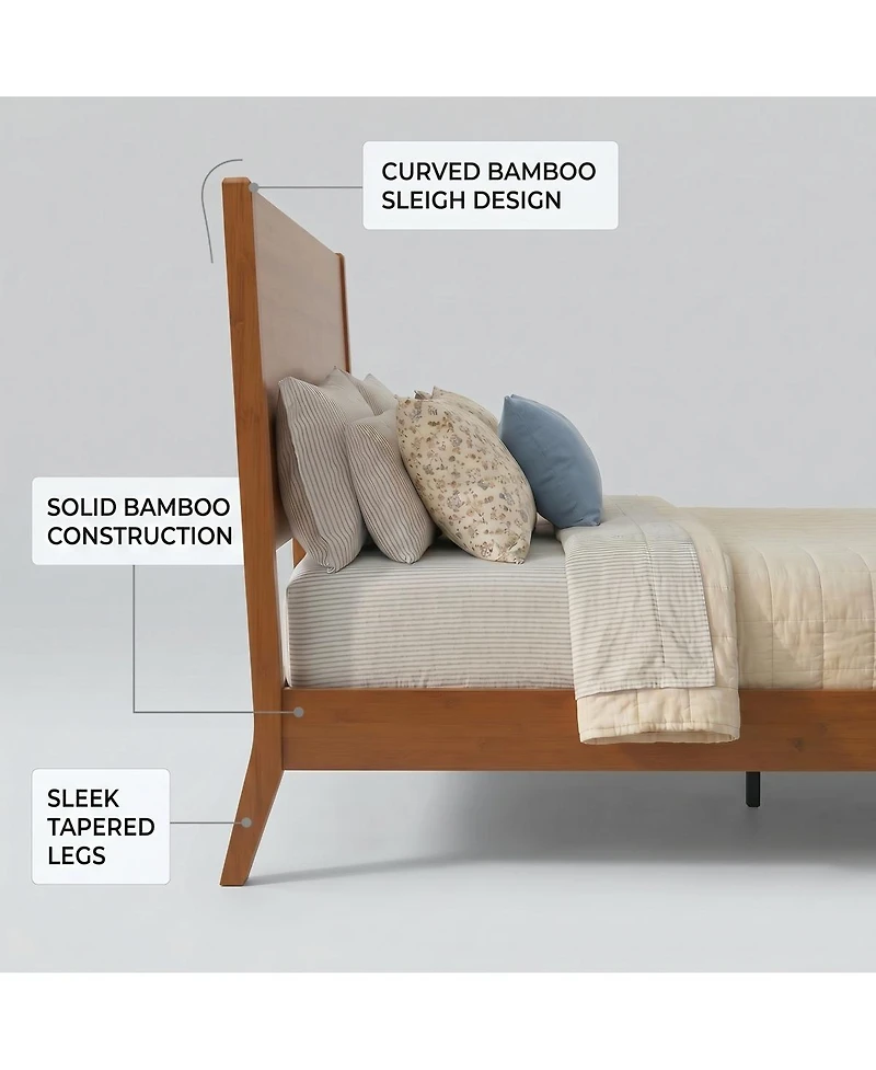 Streamdale Furniture Mid-Century Modern Solid Bamboo King Sled Platform Bed Frame