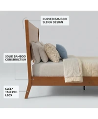 Streamdale Furniture Mid-Century Modern Solid Bamboo King Sled Platform Bed Frame