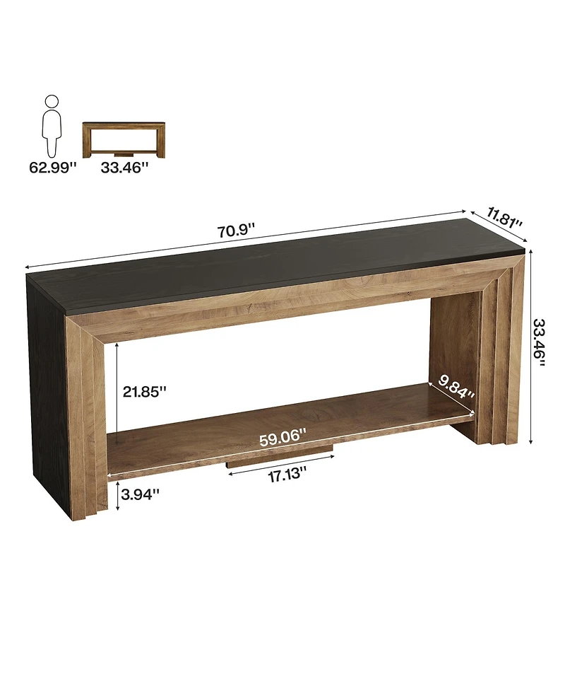 Tribesigns 70.9-Inch Long Console Table, 2-Tier Farmhouse Narrow Wooden Sofa Table for Living Room, Entryway, Hallway, Foye