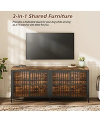 Streamdale Furniture 80'' Heavy-Duty 2-Door Dog Crate End Table and Tv Stand