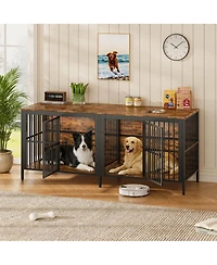 Streamdale Furniture 80'' Heavy-Duty 2-Door Dog Crate End Table and Tv Stand