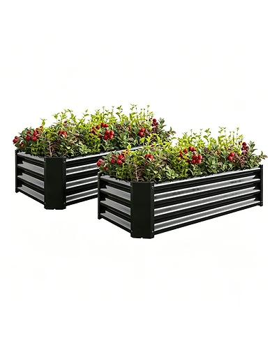 Streamdale Furniture 2-Pieces 4x2x1ft Metal Raised Garden Bed for Flowers and Vegetables
