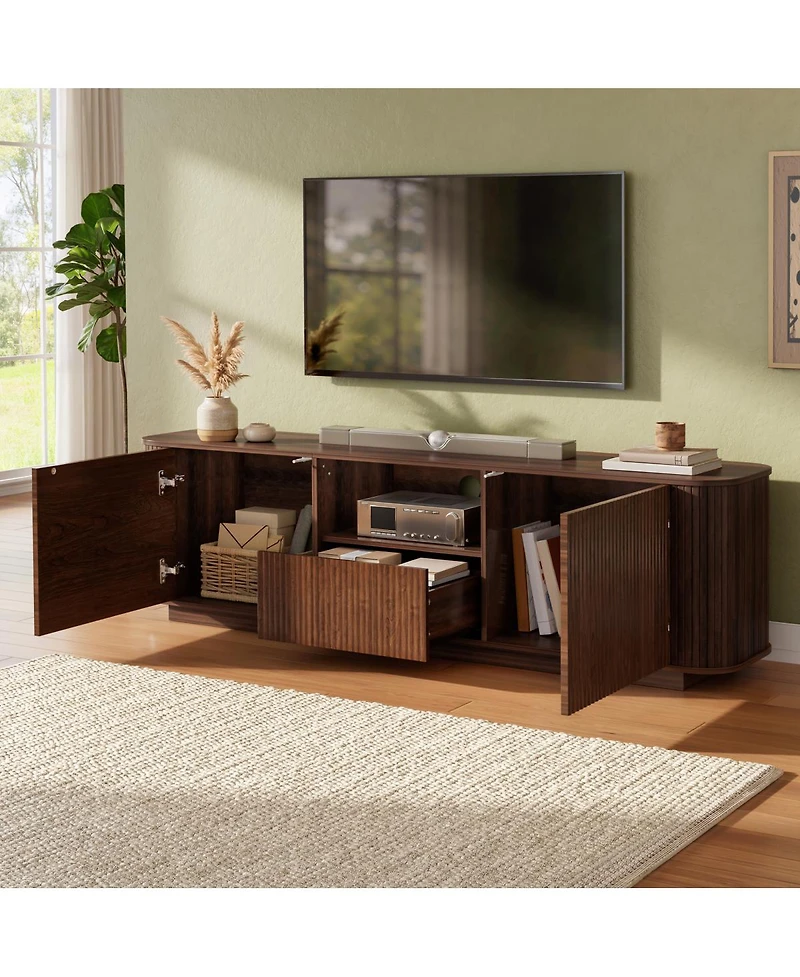 Streamdale Furniture 70-inch Modern Tv Stand for TVs up to 80'' with Storage and Curved Corners