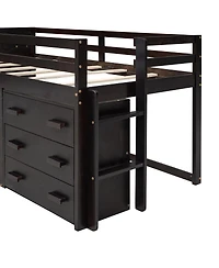 Streamdale Furniture Loft Bed with Cabinet and Shelf