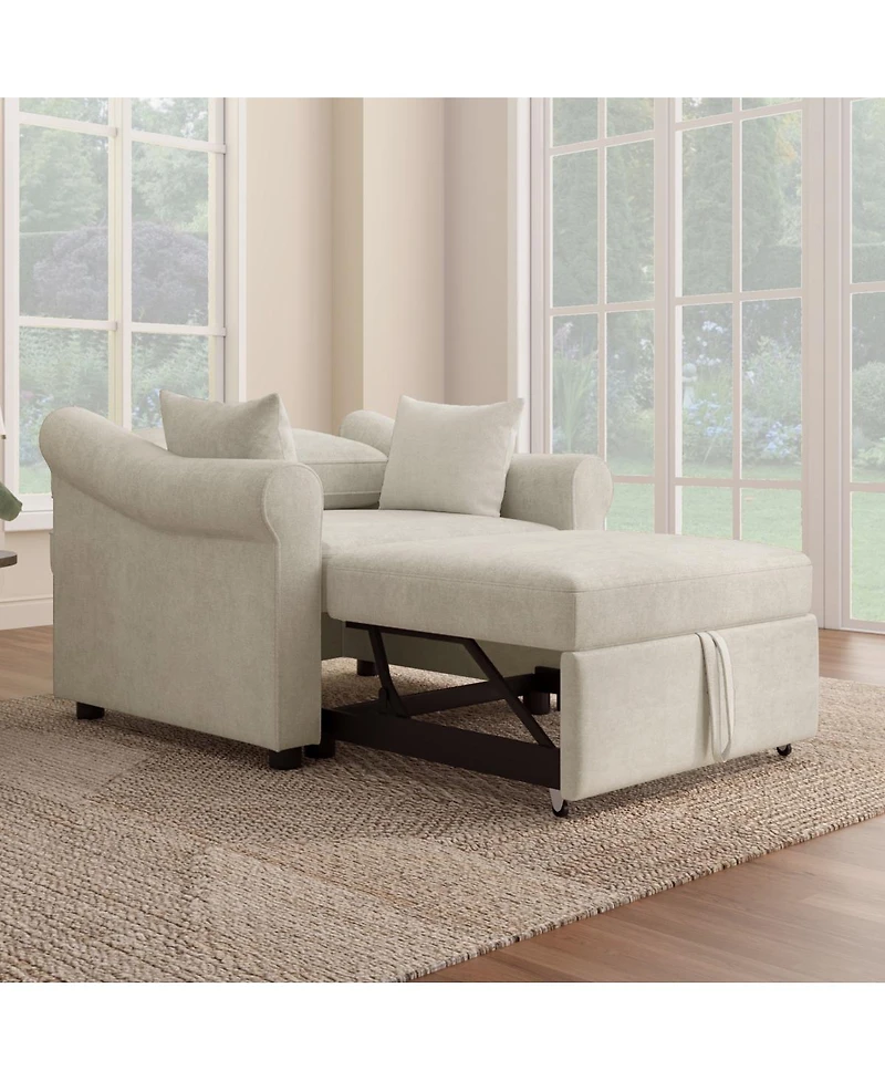Streamdale Furniture Chenille 3-in-1 Convertible Sleeper Chair with Adjustable Backrest