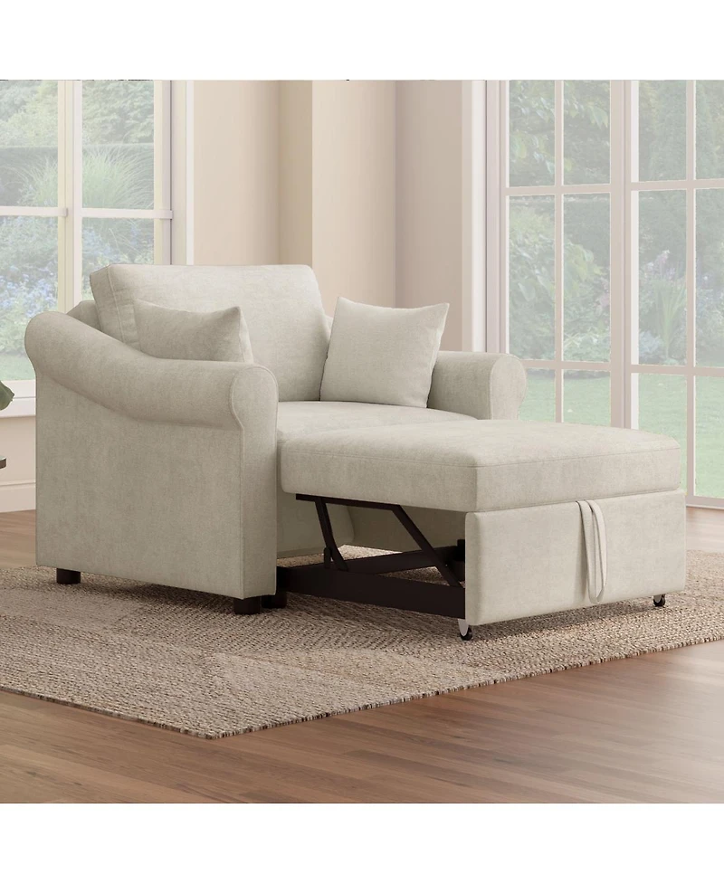Streamdale Furniture Chenille 3-in-1 Convertible Sleeper Chair with Adjustable Backrest