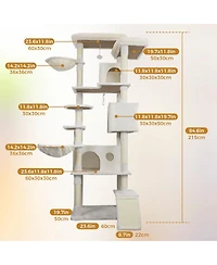 Streamdale Furniture 84'' Cat Tree Tower with Large Condo Scratching Post and Hammock