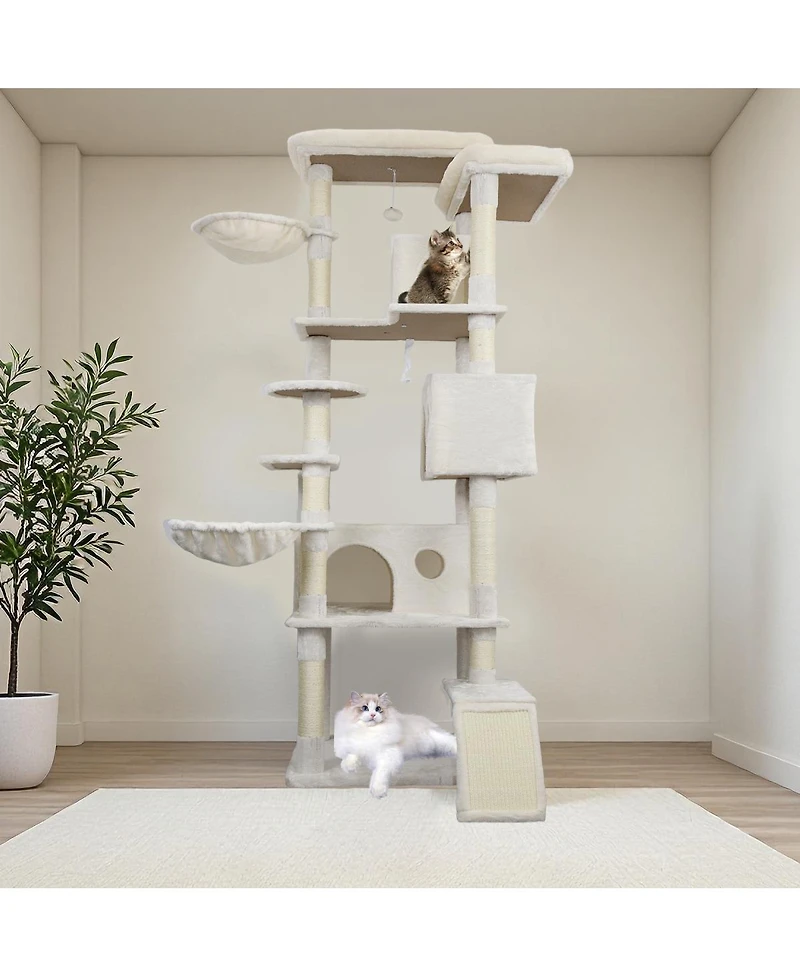 Streamdale Furniture 84'' Cat Tree Tower with Large Condo Scratching Post and Hammock
