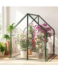 Sugift Mini Greenhouse Metal Frame with Waterproof Bottom Mat and Wind Ropes