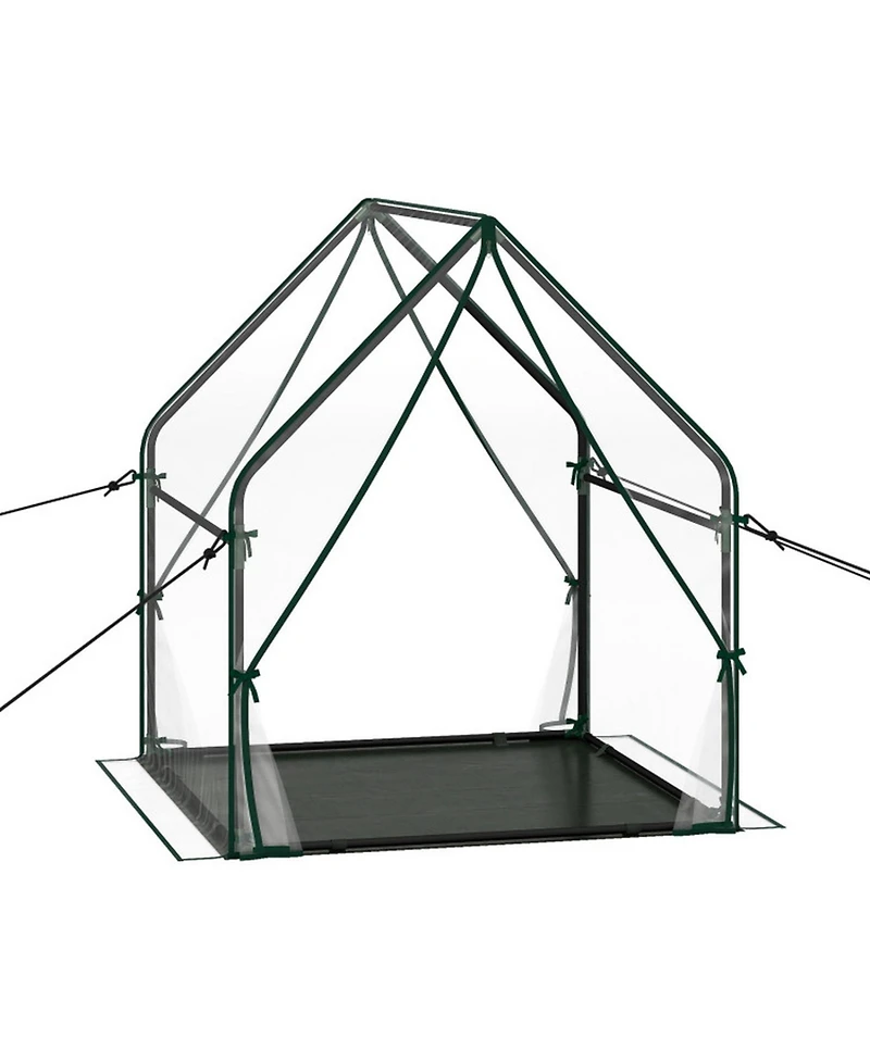 Sugift Mini Greenhouse Metal Frame with Waterproof Bottom Mat and Wind Ropes