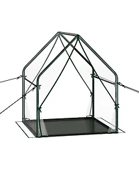 Sugift Mini Greenhouse Metal Frame with Waterproof Bottom Mat and Wind Ropes
