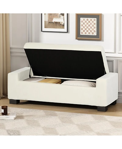 Streamdale Furniture 50'' Textured Fabric Rectangular Ottoman Bench with Hidden Storage