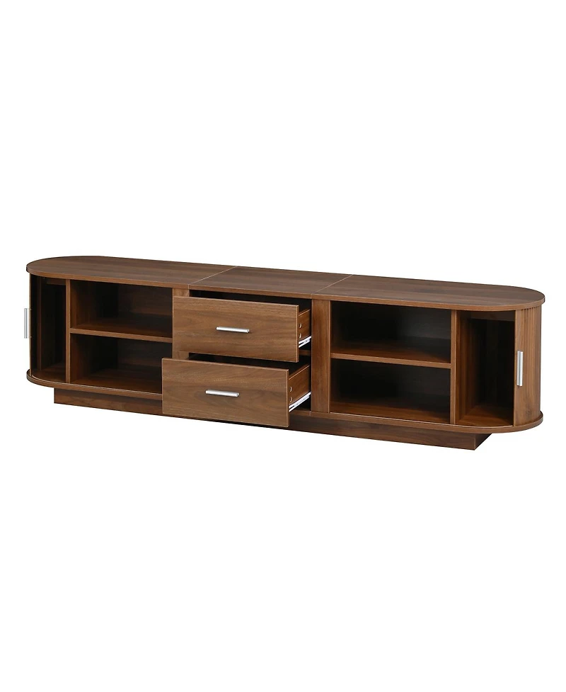 Streamdale Furniture Modern Tv Stand with Hidden Storage and Rounded Corners for 65''-70'' TVs