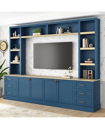 Streamdale Furniture 102.3''W 4-Piece Farmhouse Entertainment Center Wall Unit