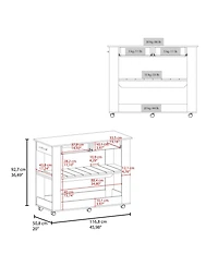 Fm Furniture Sol Modern Kitchen Island with Open Storage