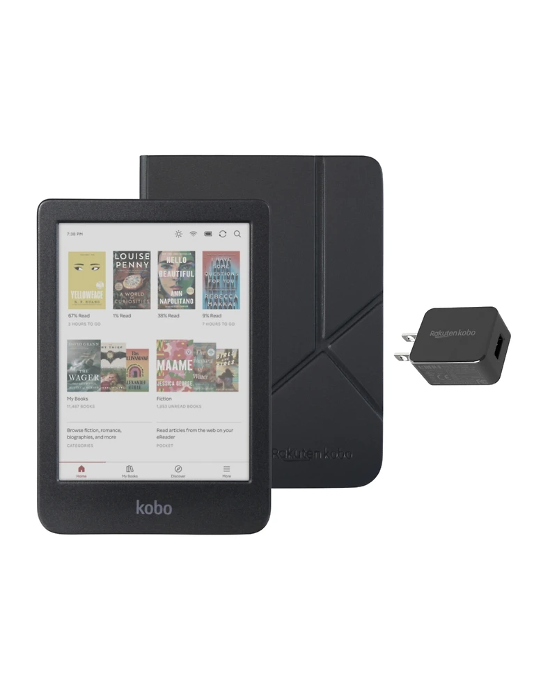 Kobo Clara 16GB Colour eReader with SleepCover Case and Ac Bundle