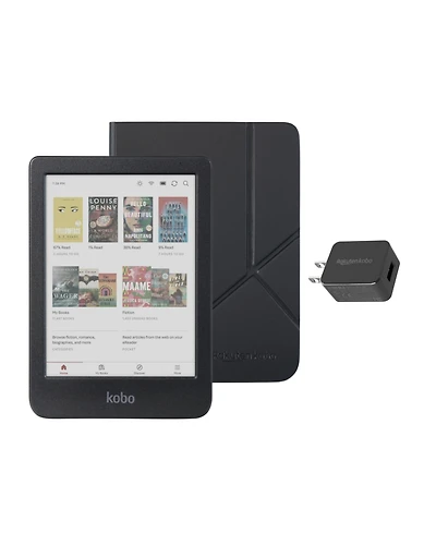 Kobo Clara 16GB Colour eReader with SleepCover Case and Ac Bundle