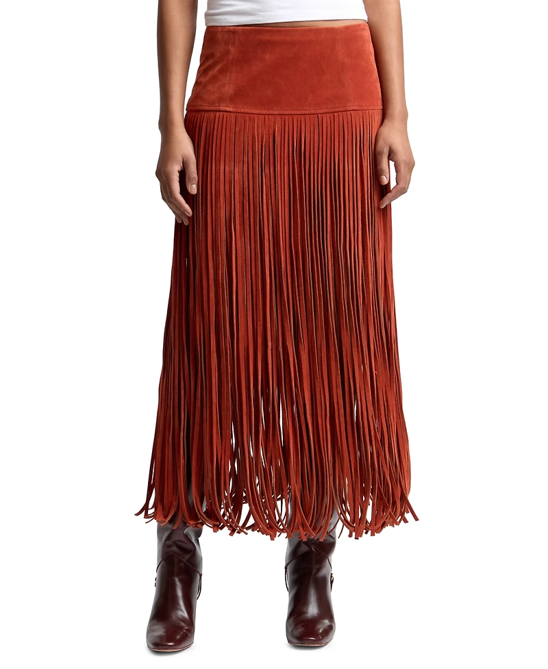 Avec Les Filles Women's Fringe Maxi Skirt
