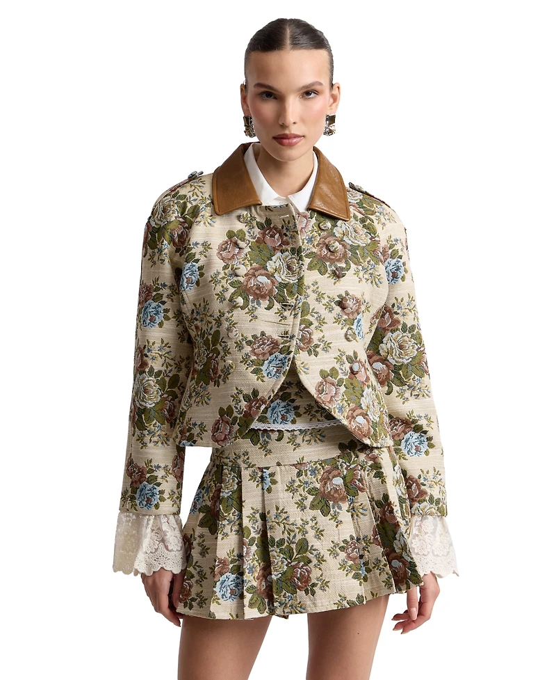 Avec Les Filles Women's Spread Collar Shrunken Blazer