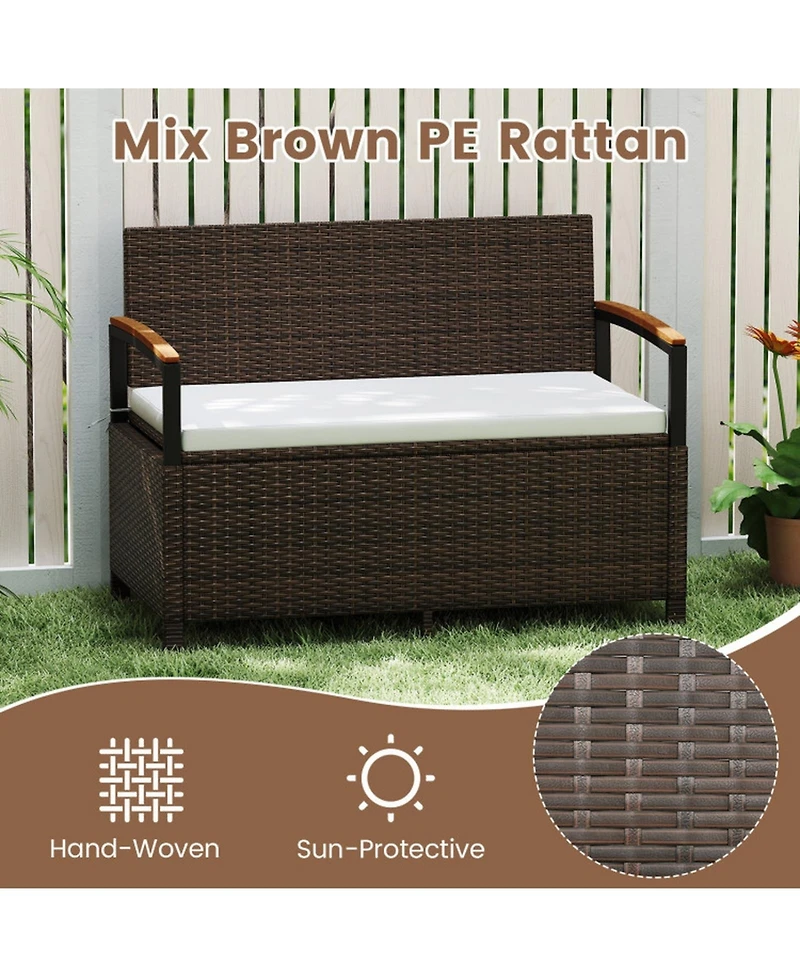 Sugift 46-Gallon Outdoor Storage Bench Deck Box Patio Furniture With Cushion