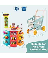 Mecale Kids Supermarket Playset with Shopping Cart and 76 Accessories, Age 3+