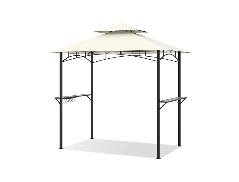 Boyel Living Outdoor Double-Tiered Grill Gazebo Canopy with 2 Shelves and 7 Hooks