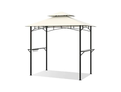Boyel Living Outdoor Double-Tiered Grill Gazebo Canopy with 2 Shelves and 7 Hooks