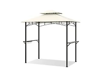 Boyel Living Outdoor Double-Tiered Grill Gazebo Canopy with 2 Shelves and 7 Hooks
