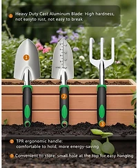 Xdovet Garden Tool Set Cast Aluminum Trowel Rake Cultivator Rubber Handle