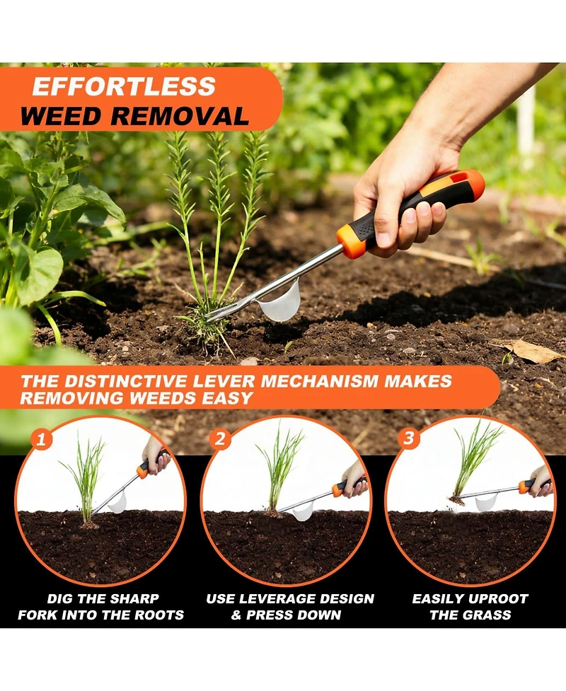 Xdovet Weed Puller Tool 3-Piece Garden Weeder Set
