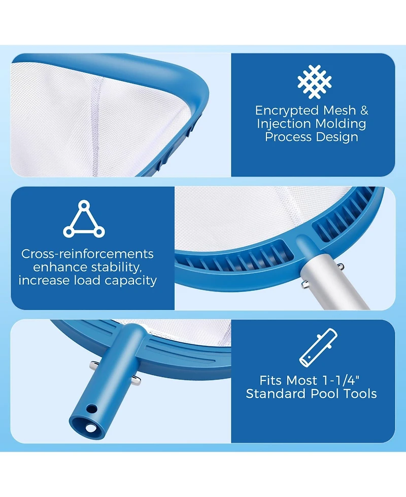 Xdovet Pool Skimmer Net Aluminum Pole Fine Mesh Debris Removal