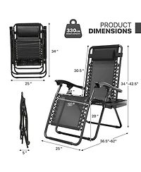 Aofar Zero Gravity Lounge Chair Folding Recliner Cup Holder Tray