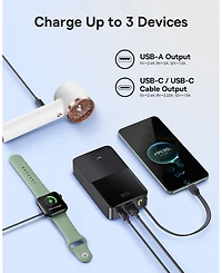 Baseus Portable Charger, 22.5W Pd Fast Charging 10000mAh Power Bank, Built-in Braided Usb C Cable Battery Pack, Travel Essentials Portable Phone Charg