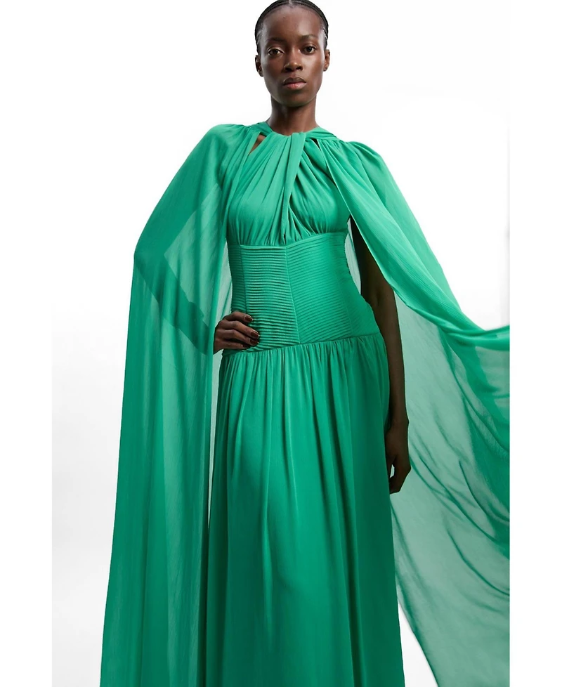 Karen Millen Women's Halter Cape Maxi Dress