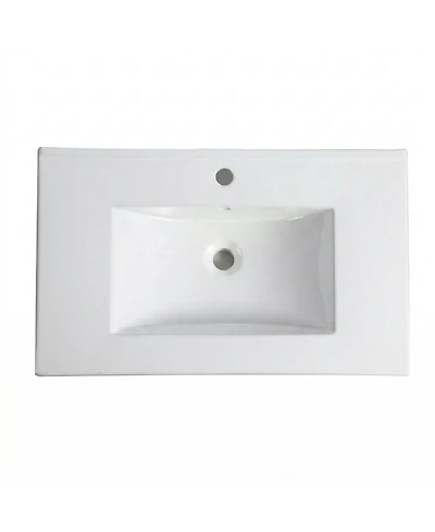 Midola Ceramic Bathroom Vanity Sink Top with Single Hole, Drop in Bathroom Vessel Sink Bowl Rectangle for Bathroom