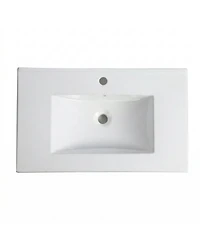 Midola Ceramic Bathroom Vanity Sink Top with Single Hole, Drop in Bathroom Vessel Sink Bowl Rectangle for Bathroom