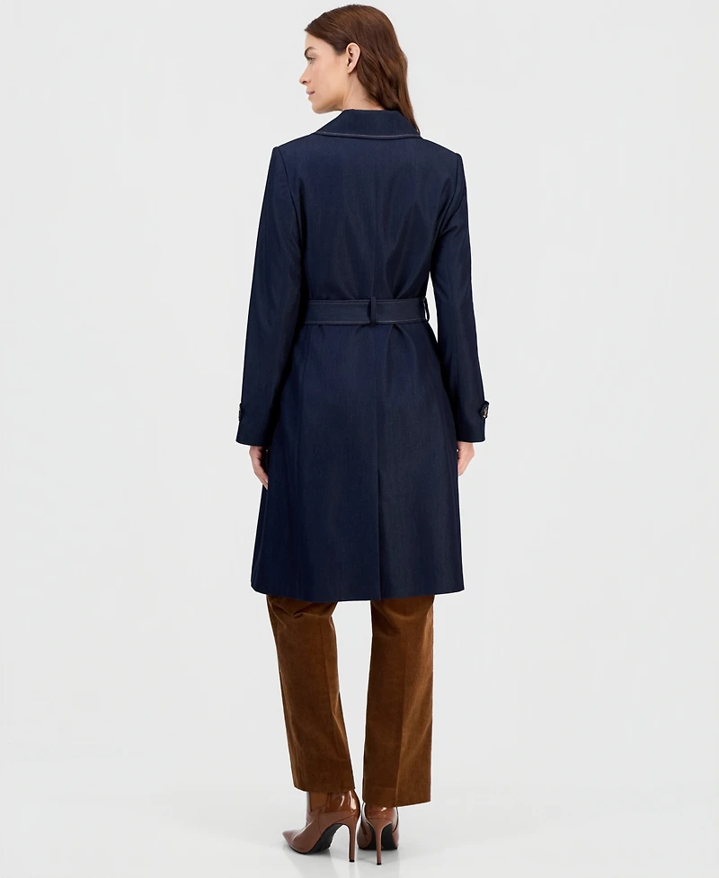 Tahari Asl Women's Denim Trench Coat