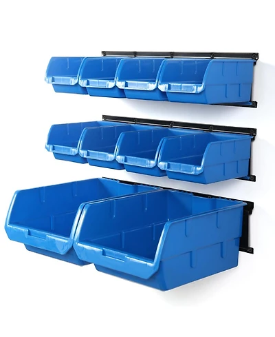 Xdovet Wall Mounted Parts Rack Bins Rails Organizer