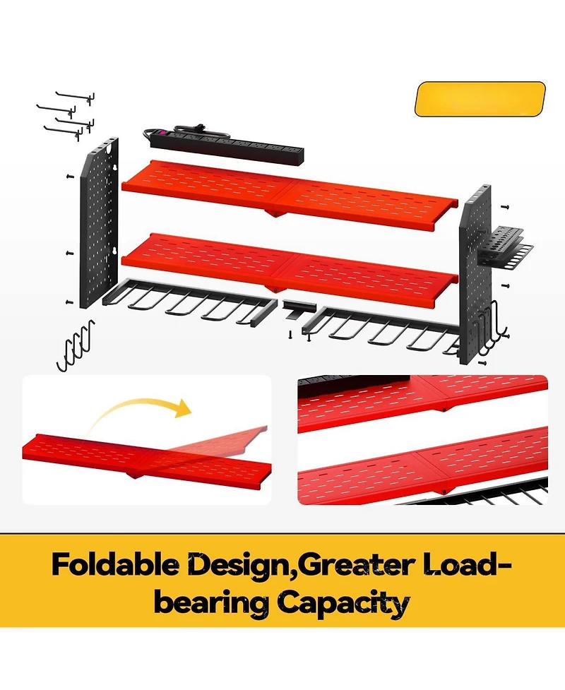 Xdovet Power Tool Organizer Wall Mount Charging Station Metal Rack Drill Holder Outlet Strip
