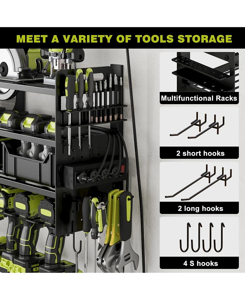 Xdovet Drill Holder Wall Mount Pegboard Metal Rack Power Strip