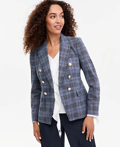 Tahari Asl Women's Plaid Double-Breasted Blazer