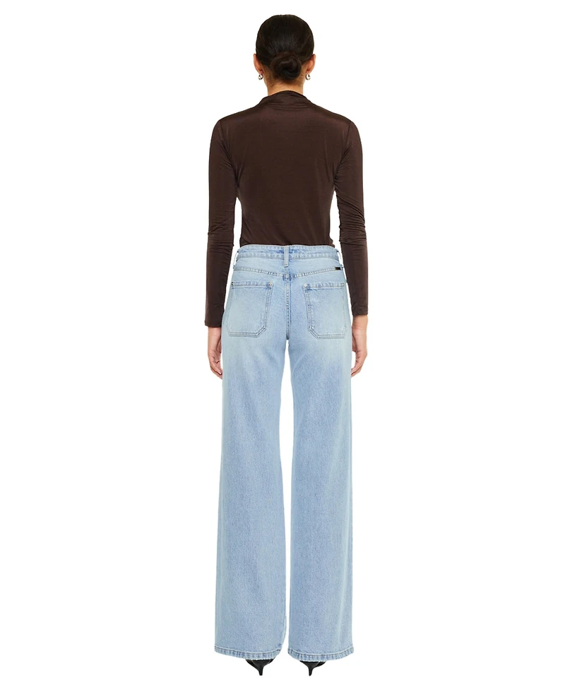 KanCan Women's Clara High Rise Wide-Leg Jeans